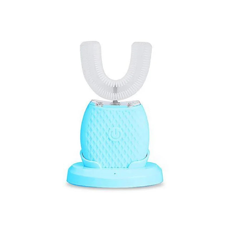 360° Ultrasonic Electric Toothbrush U Shaped for Adults Sonic Vibrations Tooth Brush with Charging Base Blue LED Light Whitening