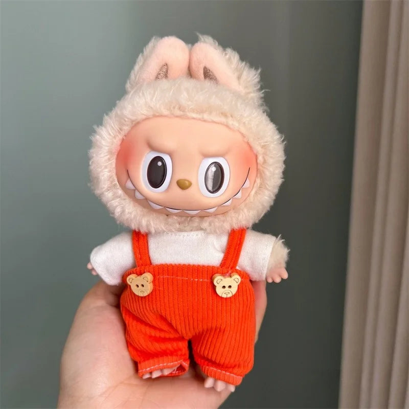 Cute Mini Plush Doll Clothes for 17cm Labubu Many Kinds of Overalls Clothes Accessories