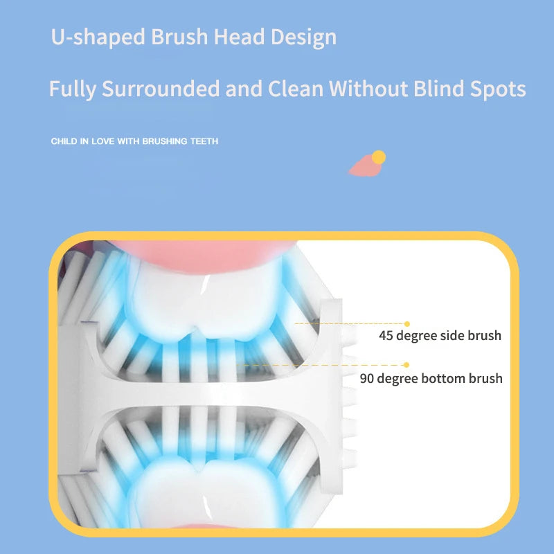 360 Degrees Intelligent Automatic Electric Toothbrush for Kids Children Rechargeable U Shaped Smart Sonic Tooth Brush Waterproof