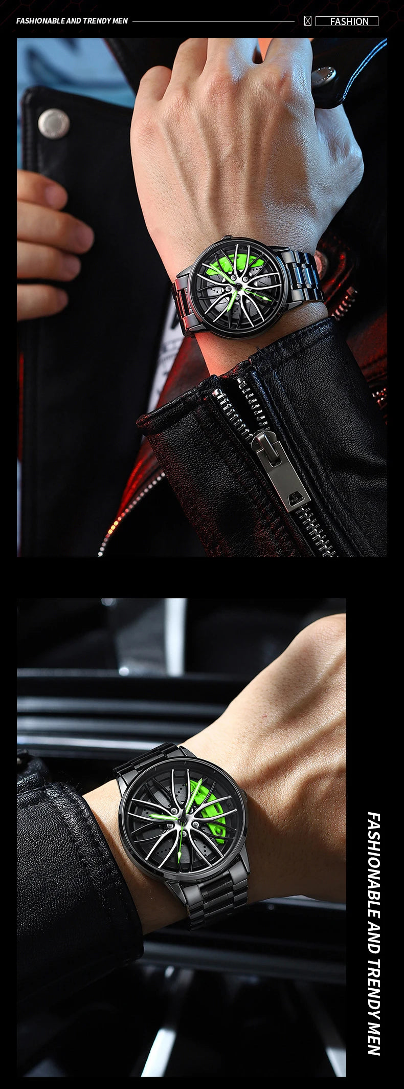 2024New Car Watch Rotating Dial Quartz Movement Stainless Steel VA AV VOOM Top Brand Sports Style Black Wrist Watch Reloj Hombre