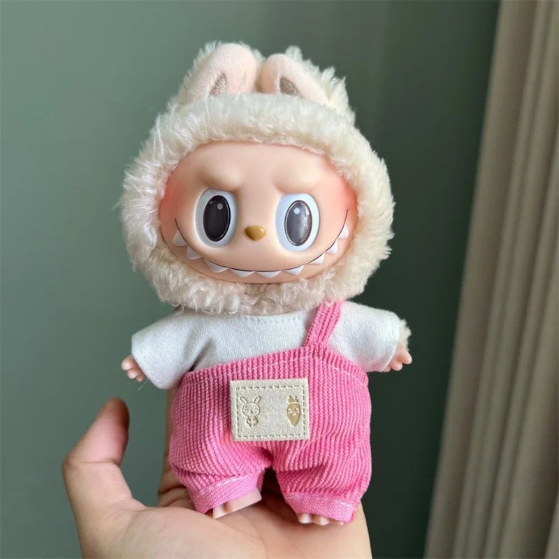 Cute Mini Plush Doll Clothes for 17cm Labubu Many Kinds of Overalls Clothes Accessories