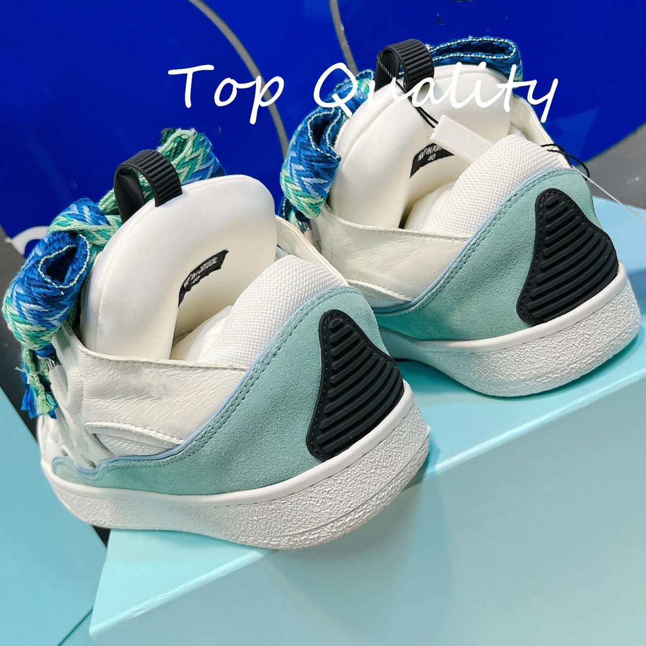 Men's Women's Casual Shoes sports shoes Thick tongue Colorful shoelace Matching leather material Splicing color design