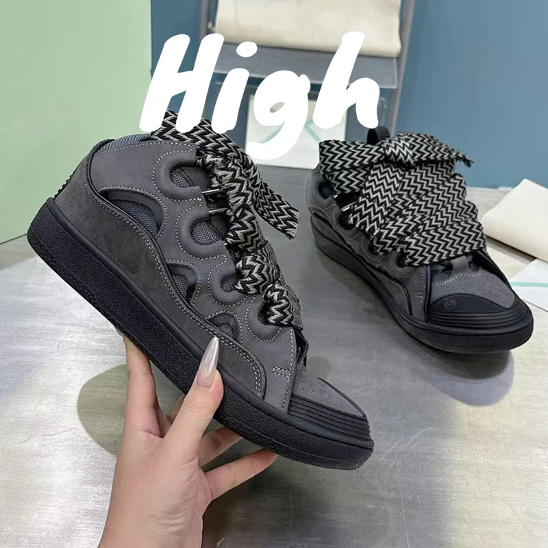 Men's Women's sports shoes Casual Shoes Colorful shoelace Matching Splicing color design Thick tongue Fashion Shoes Luxury