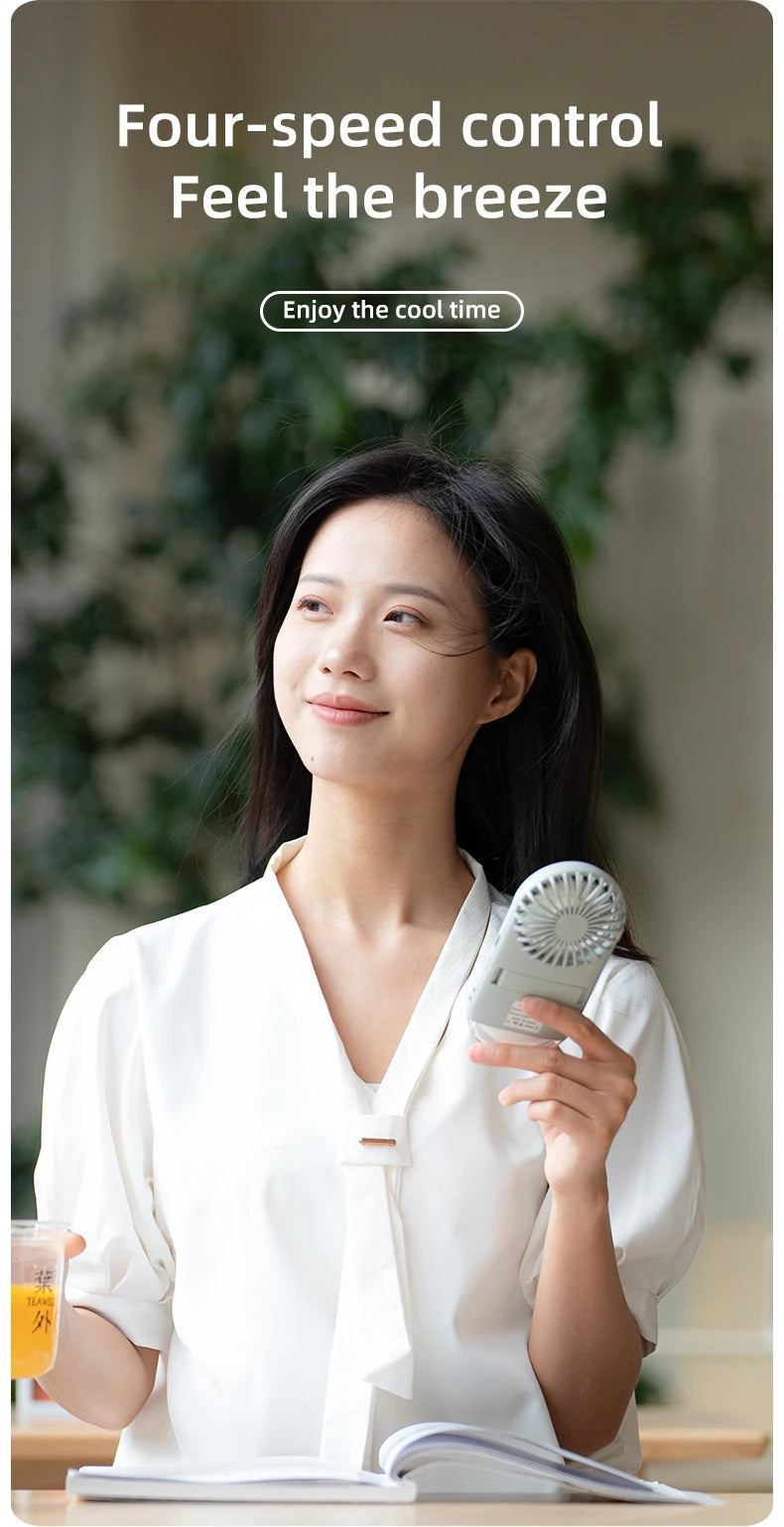 Handheld Turbo Fan Mini Portable Hand, 1200mAh USB Rechargeable Personal, Battery Operated Pocket Fan with 4 Speeds for