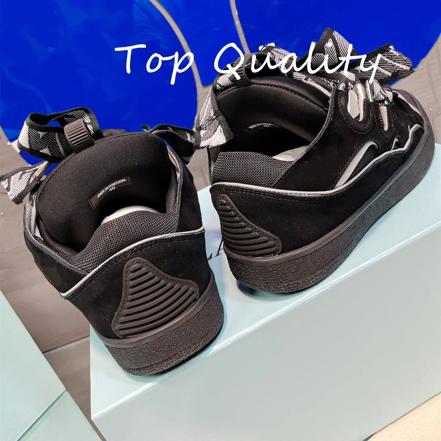 Men's Women's Casual Shoes sports shoes Thick tongue Colorful shoelace Matching leather material Splicing color design