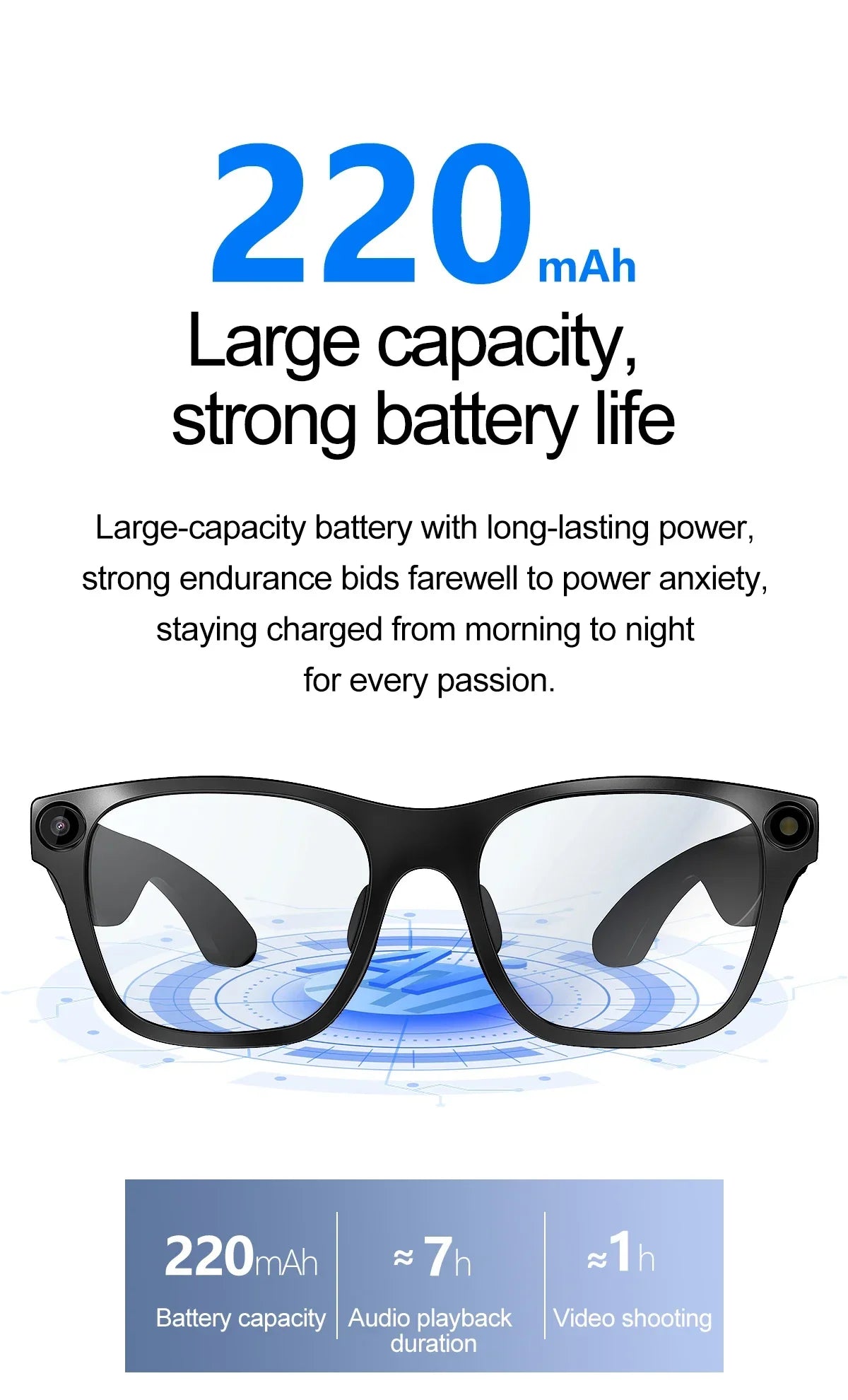 AI Smart Glasses With 5MP Camera Translation Voice Control WIFI Transmission Bluetooth Call Music Playback Intelligent Glasses