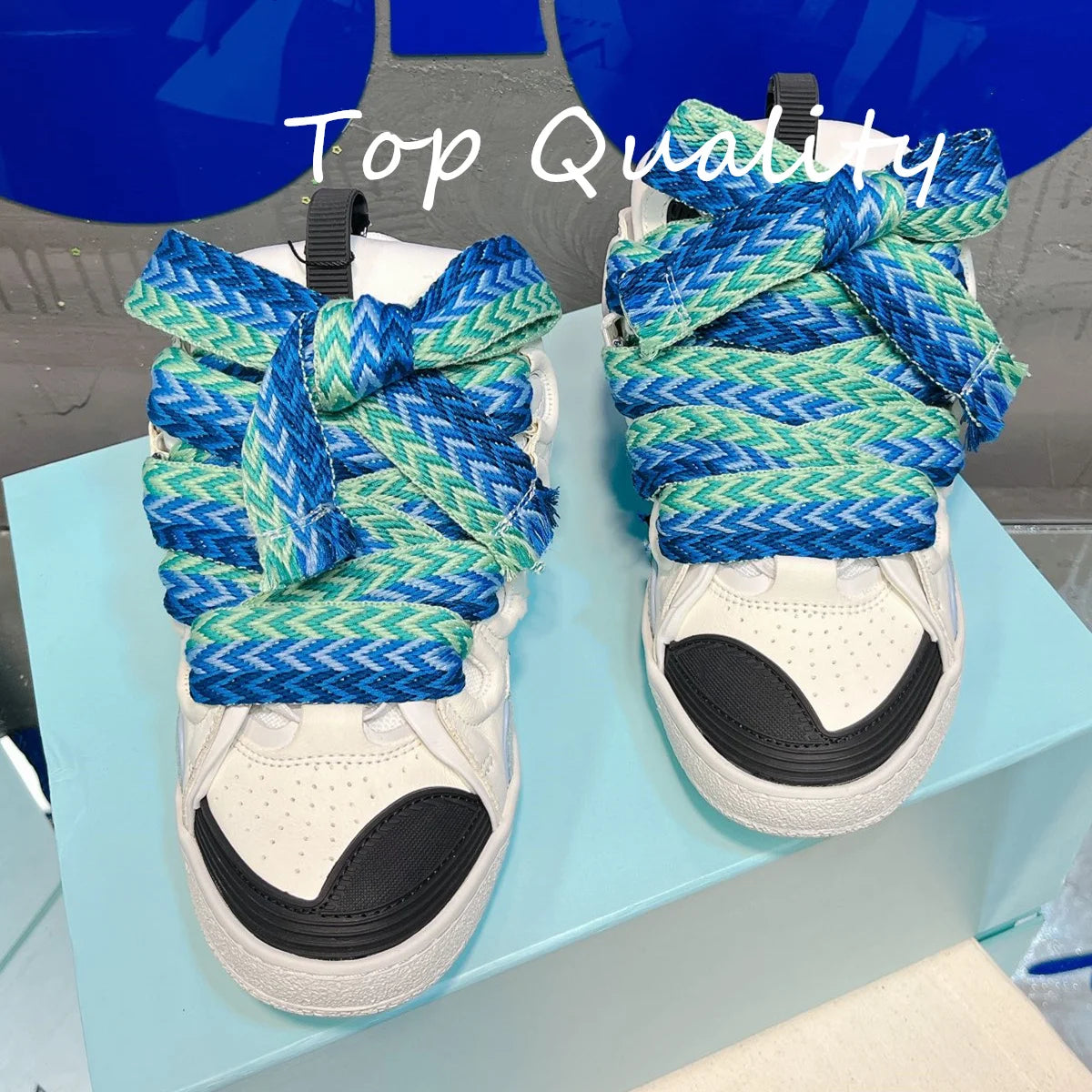 Men's Women's Casual Shoes sports shoes Thick tongue Colorful shoelace Matching leather material Splicing color design