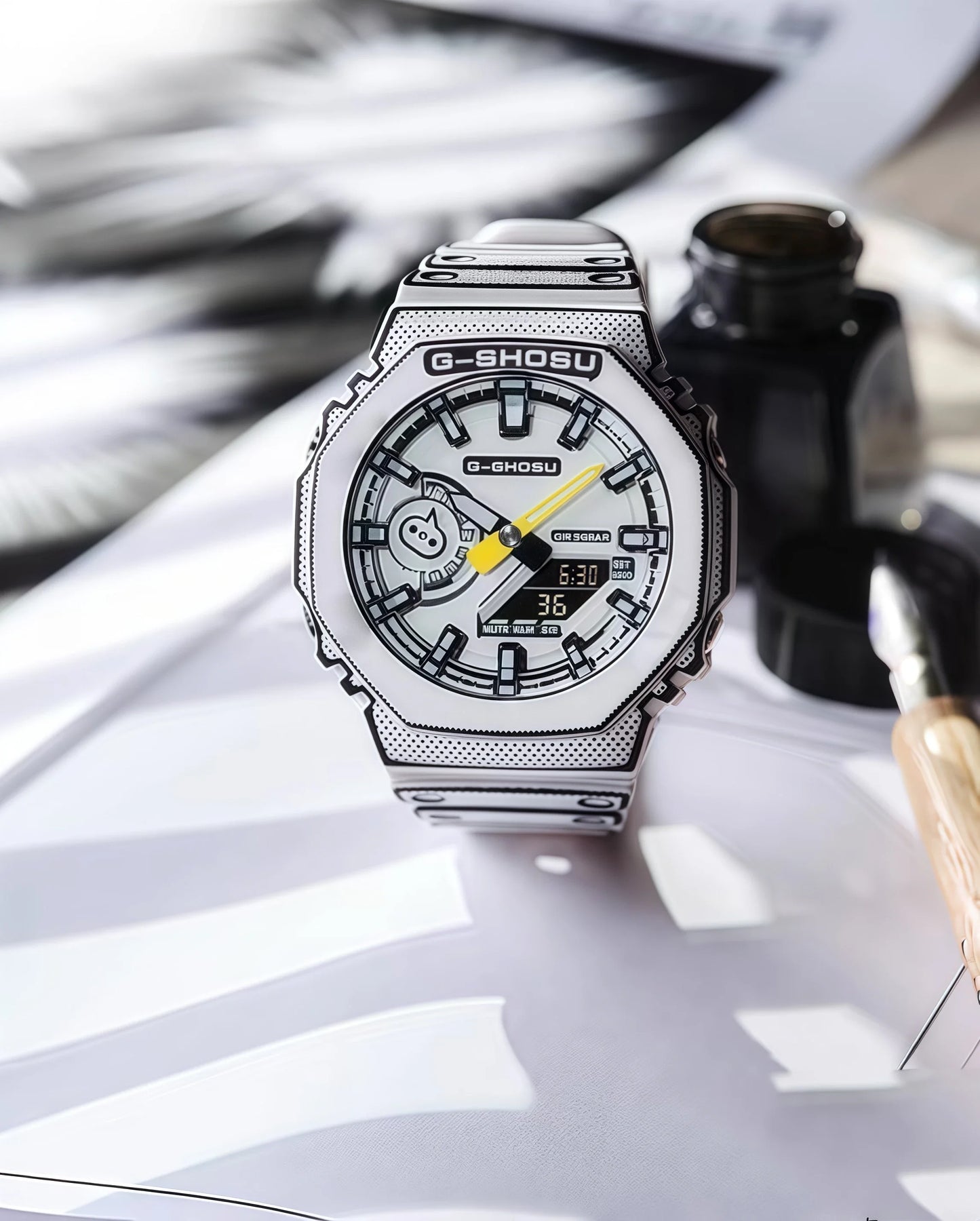 Comic Sport Electronic Unisex Watch LED World Time Automatic Hand Lift Light Dual Display
