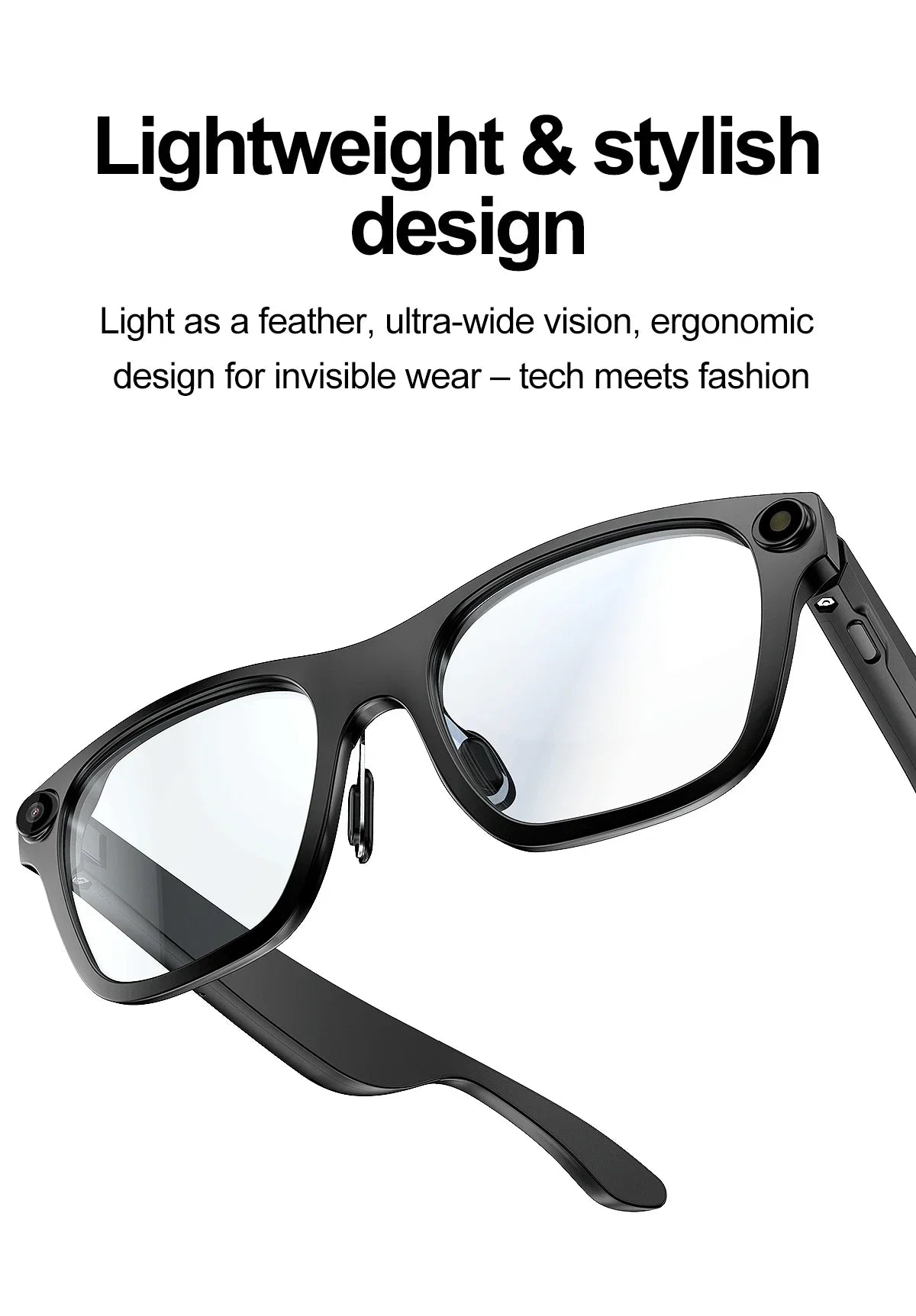 AI Smart Glasses With 5MP Camera Translation Voice Control WIFI Transmission Bluetooth Call Music Playback Intelligent Glasses