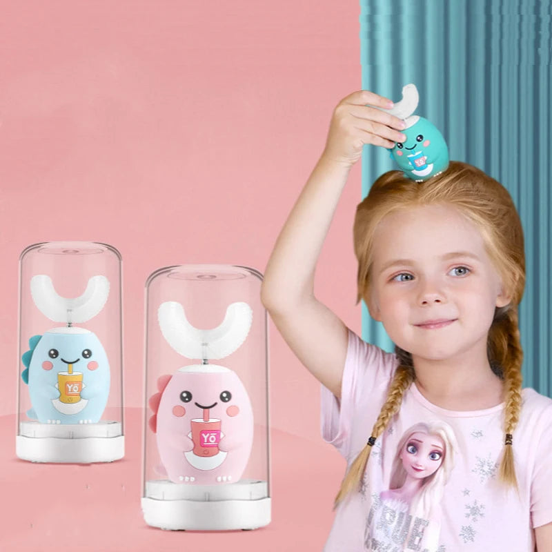 360 Degrees Intelligent Automatic Electric Toothbrush for Kids Children Rechargeable U Shaped Smart Sonic Tooth Brush Waterproof