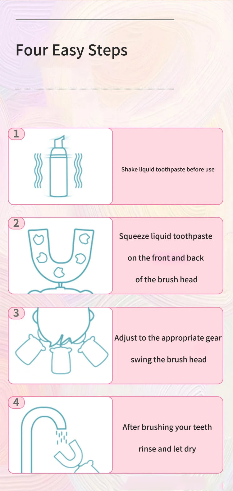 360 Degrees Intelligent Automatic Electric Toothbrush for Kids Children Rechargeable U Shaped Smart Sonic Tooth Brush Waterproof
