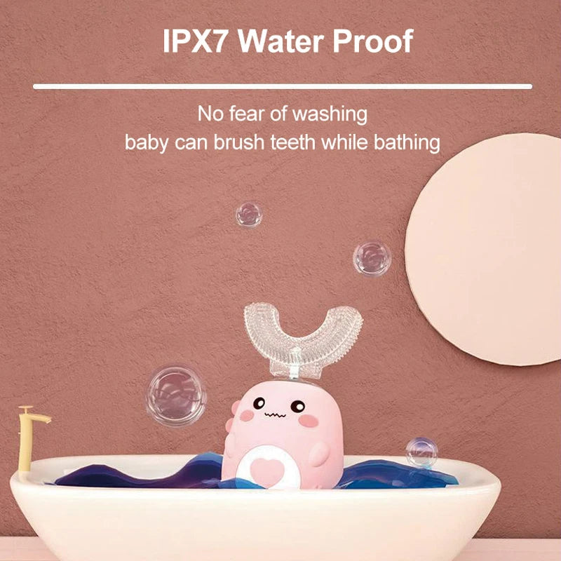 Children U-shaped Electric Toothbrush 360 Degrees Smart Cartoon Kids silicone Toothbrush Automatic Rechargeable Sonic Toothbrush