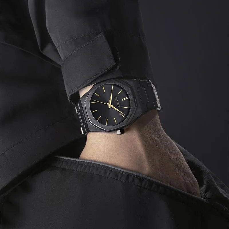 Quartz Watch For Men Original Top Brand All Black Stainless Steel Men's Wristwatch Classic Business Waterproof Japan Movement