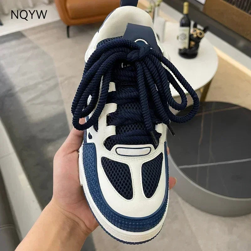 2025 Four Seasons New Net Men's Non-Slip Buffer Men's Genuine Leather Board Shoes Flat Bottom Versatile White Women's Shoes