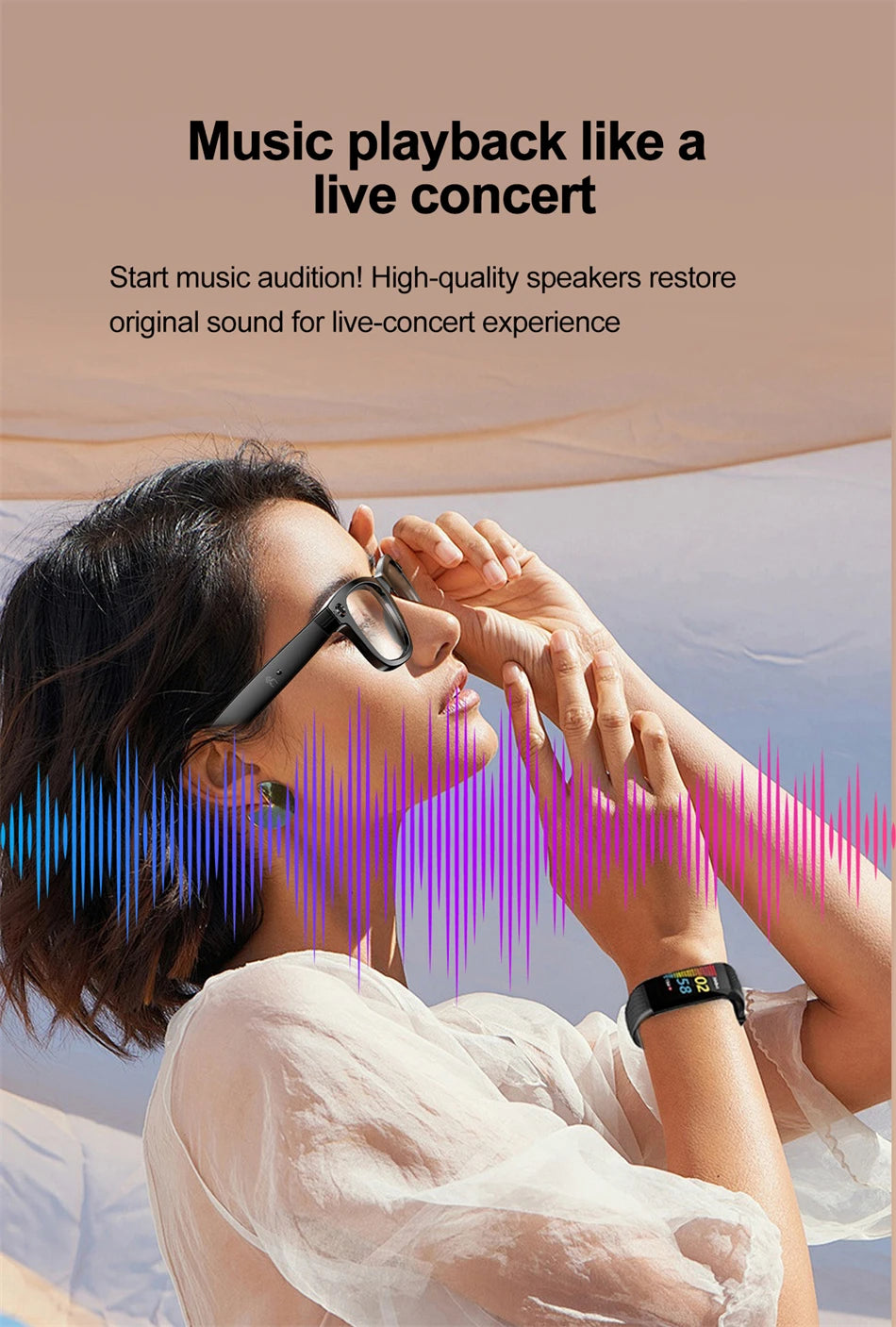 AI Smart Glasses with HD Camera for Photos Videos Hands-Free Vlog Recording Camera Glasses Audio for Driving Outdoor Sunglasses