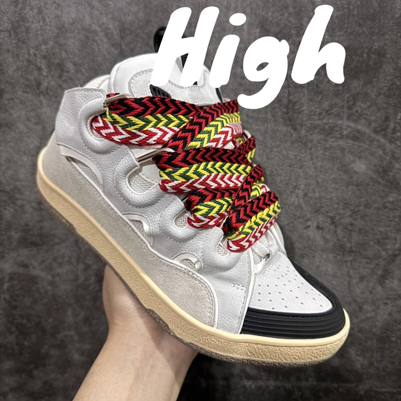 Men's Women's sports shoes Casual Shoes Colorful shoelace Matching Splicing color design Thick tongue Fashion Shoes Luxury