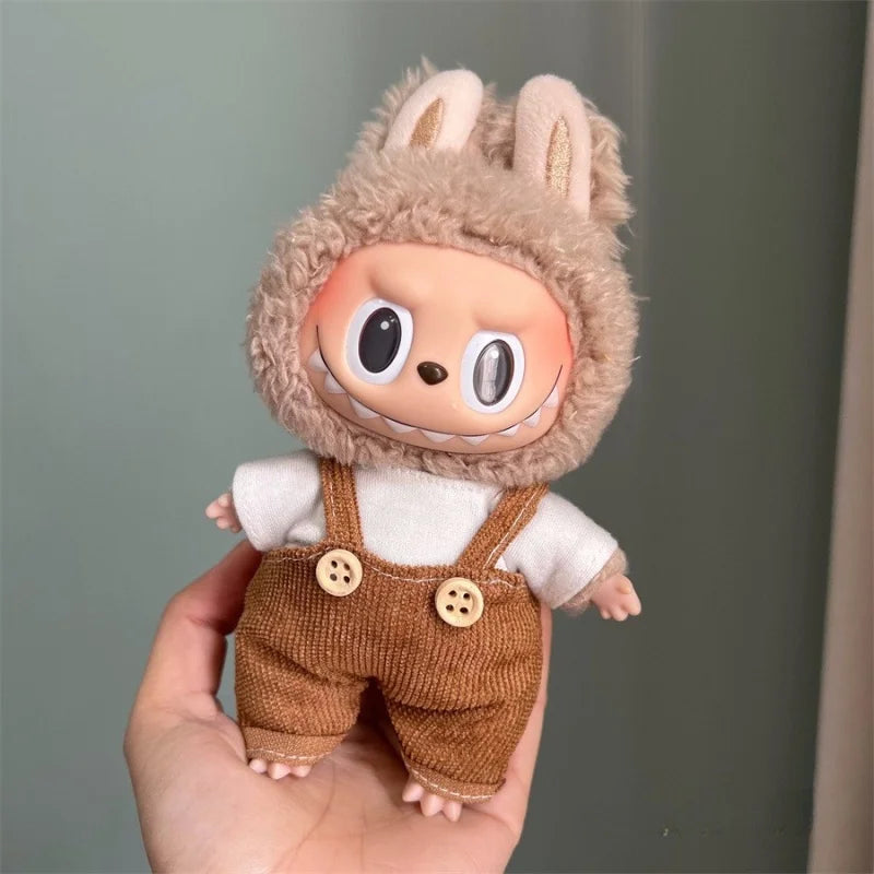 Cute Mini Plush Doll Clothes for 17cm Labubu Many Kinds of Overalls Clothes Accessories