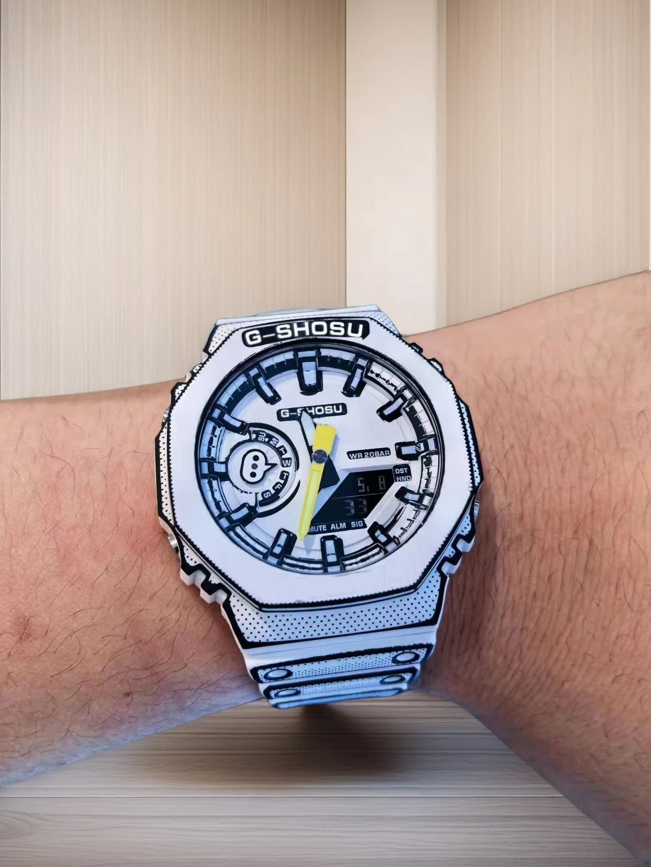 Black Sport Digital Unisex Watch Full Function World Time LED Dual Display Water Resistant Oak Series