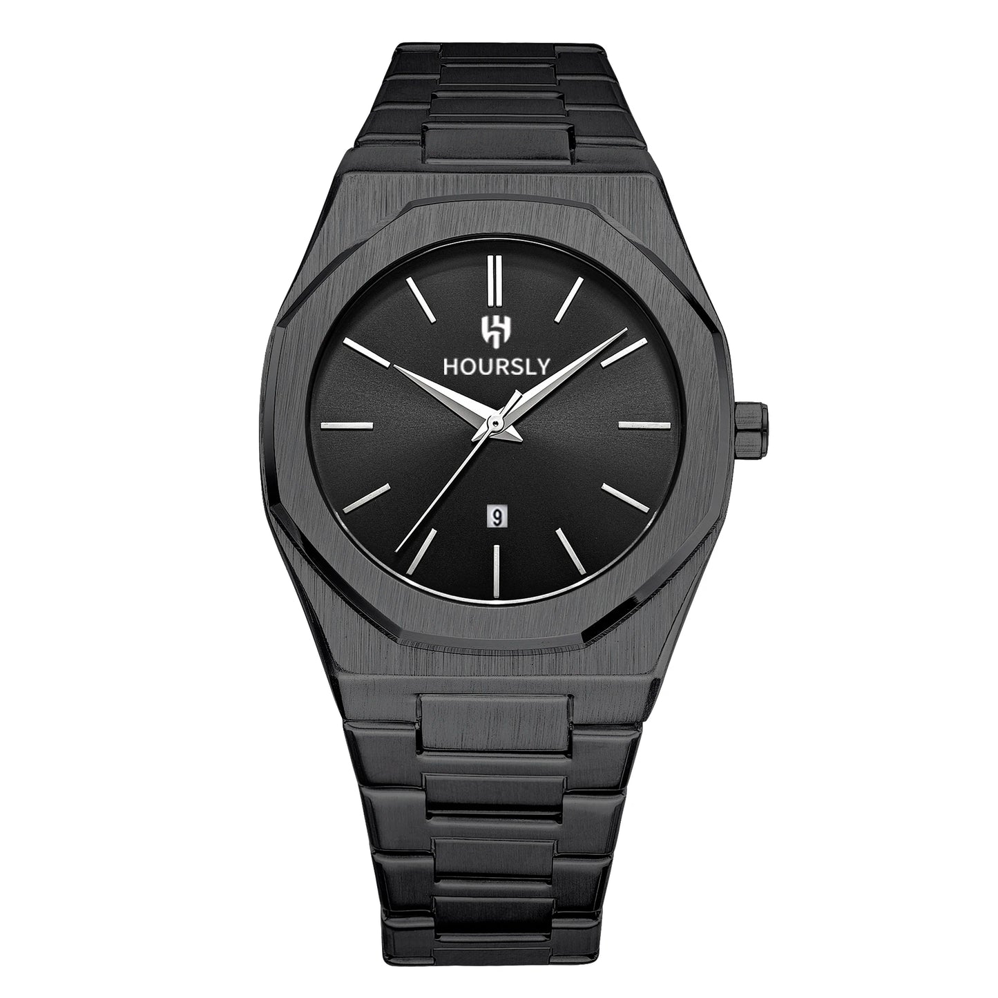 Luxury personalized men watch stainless steel strap waterproof circular calendar quartz clock simple line dial business fashion