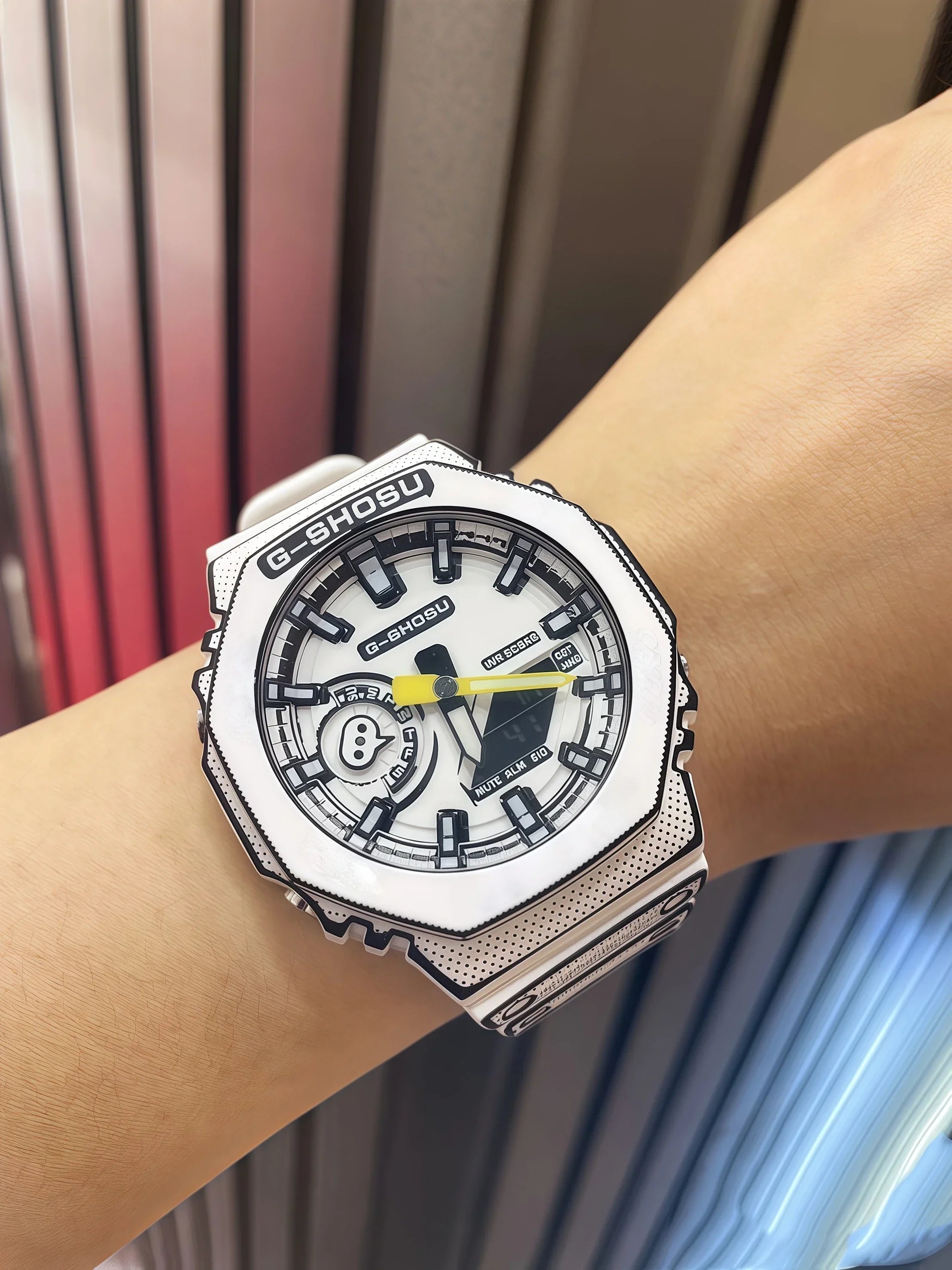 Comic Sport Electronic Unisex Watch LED World Time Automatic Hand Lift Light Dual Display