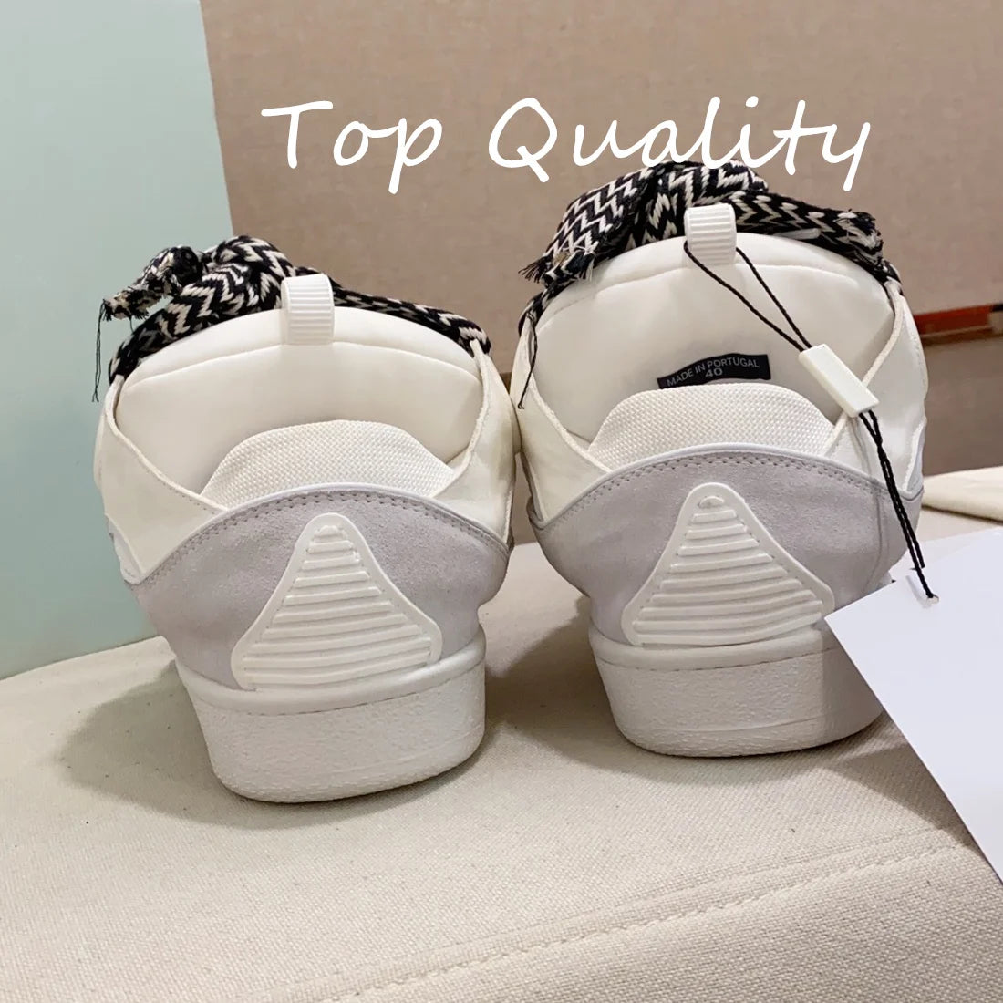 Men's Women's Casual Shoes sports shoes Thick tongue Colorful shoelace Matching leather material Splicing color design
