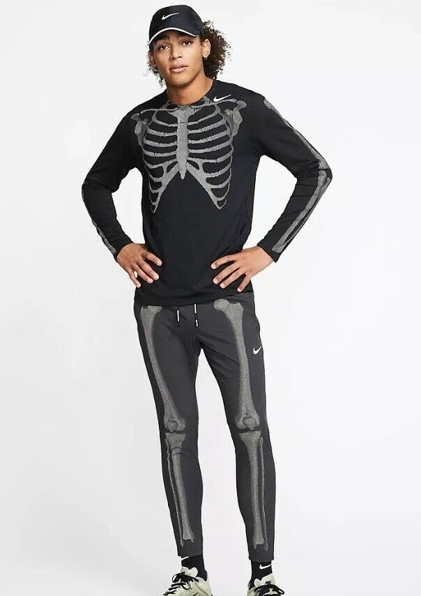 Collant Homme Nike Skeleton Noir Men's Sportswear Running Fitness Training Casual Hooded Sweatshirt Pullover 1370450-001