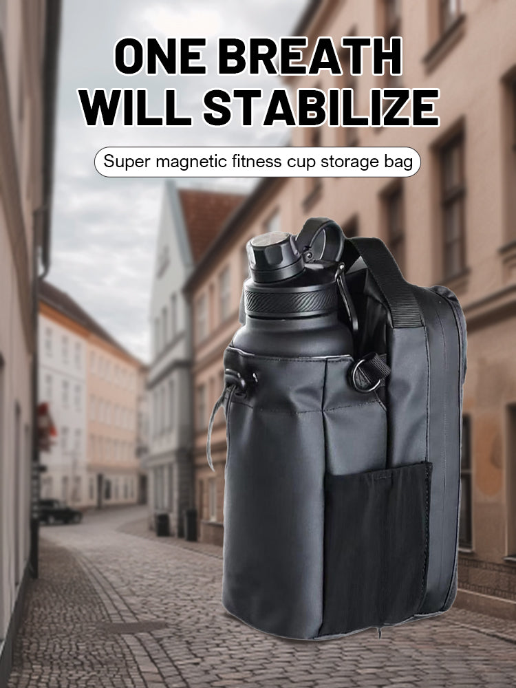 Magnetic Water Bottle Bag Large Capacity Specific Water Cup Holder with Strong Magnet Portable Bag for Outdoor Sports Gym Camp