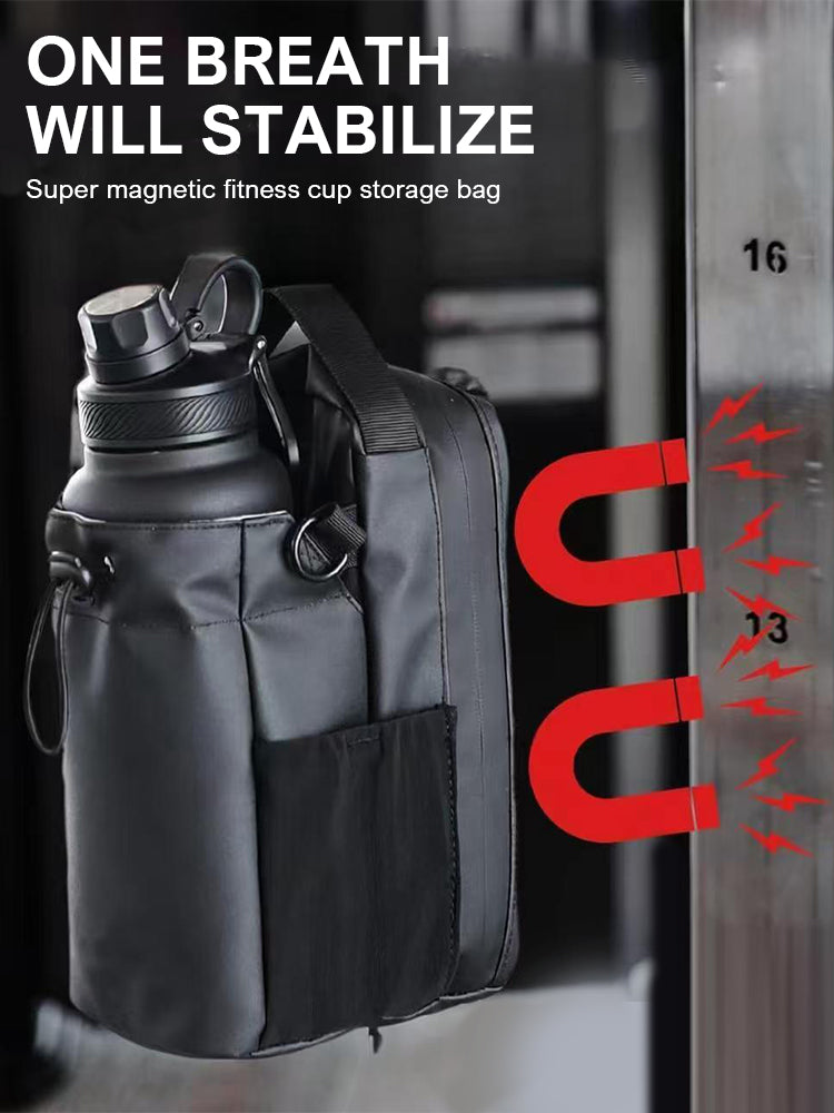Magnetic Water Bottle Bag Large Capacity Specific Water Cup Holder with Strong Magnet Portable Bag for Outdoor Sports Gym Camp