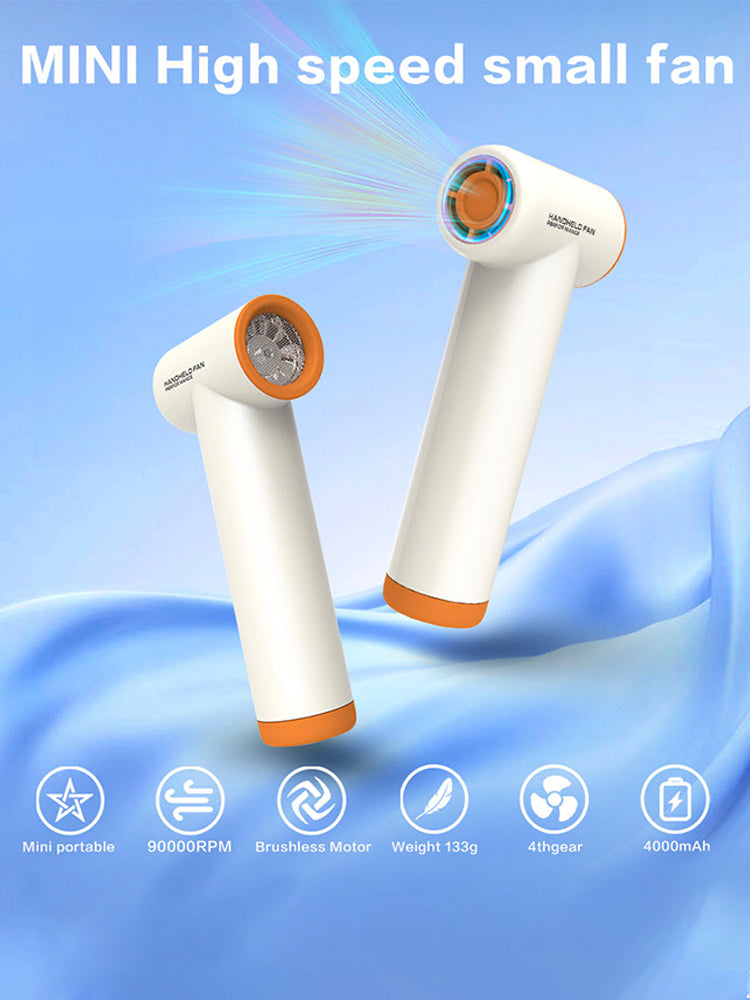 90000RPM Handheld Portable Turbo Fan, Super High-speed Fan with 4-speed, 4000mAh, USB-C Rechargeable Personal Battery Operated
