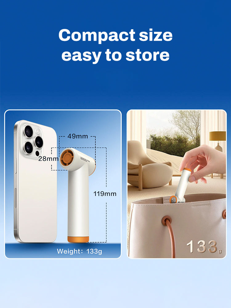 90000RPM Handheld Portable Turbo Fan, Super High-speed Fan with 4-speed, 4000mAh, USB-C Rechargeable Personal Battery Operated