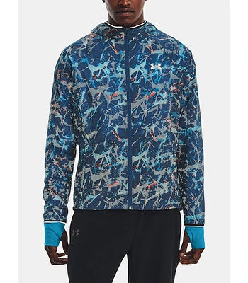 Under Armour OutRun the Storm Printed Jacket Sportswear Fitness Training Running Exercise Quick-Drying Breathable Stand-Up Collar Long-Sleeved Pullover 1375435-036