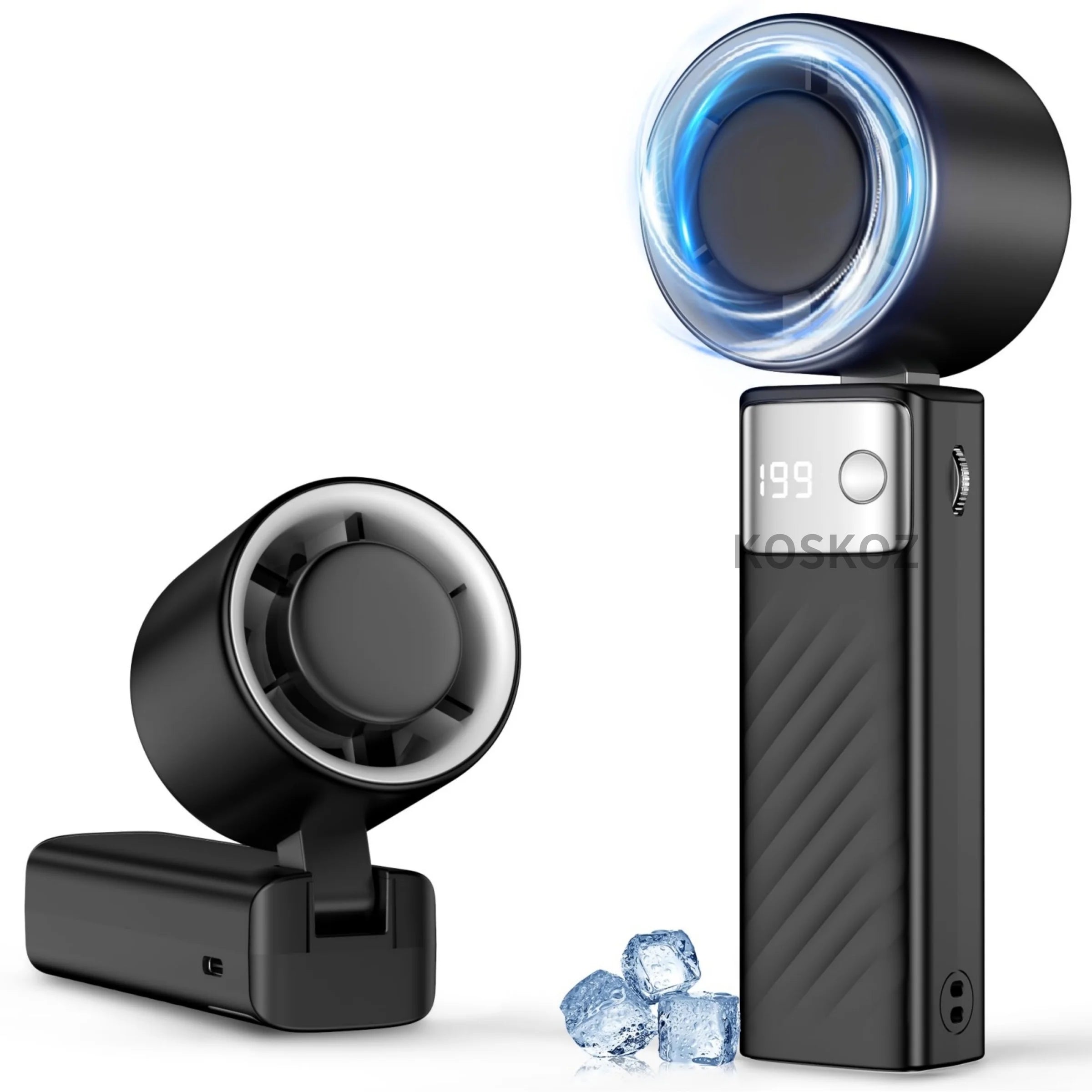 Portable Handheld Turbo Fan - Foldable Mini Fan with Air Turbo Tech, 1-199 Speed Adjustment, Battery-Powered for Indoor/Outdoor