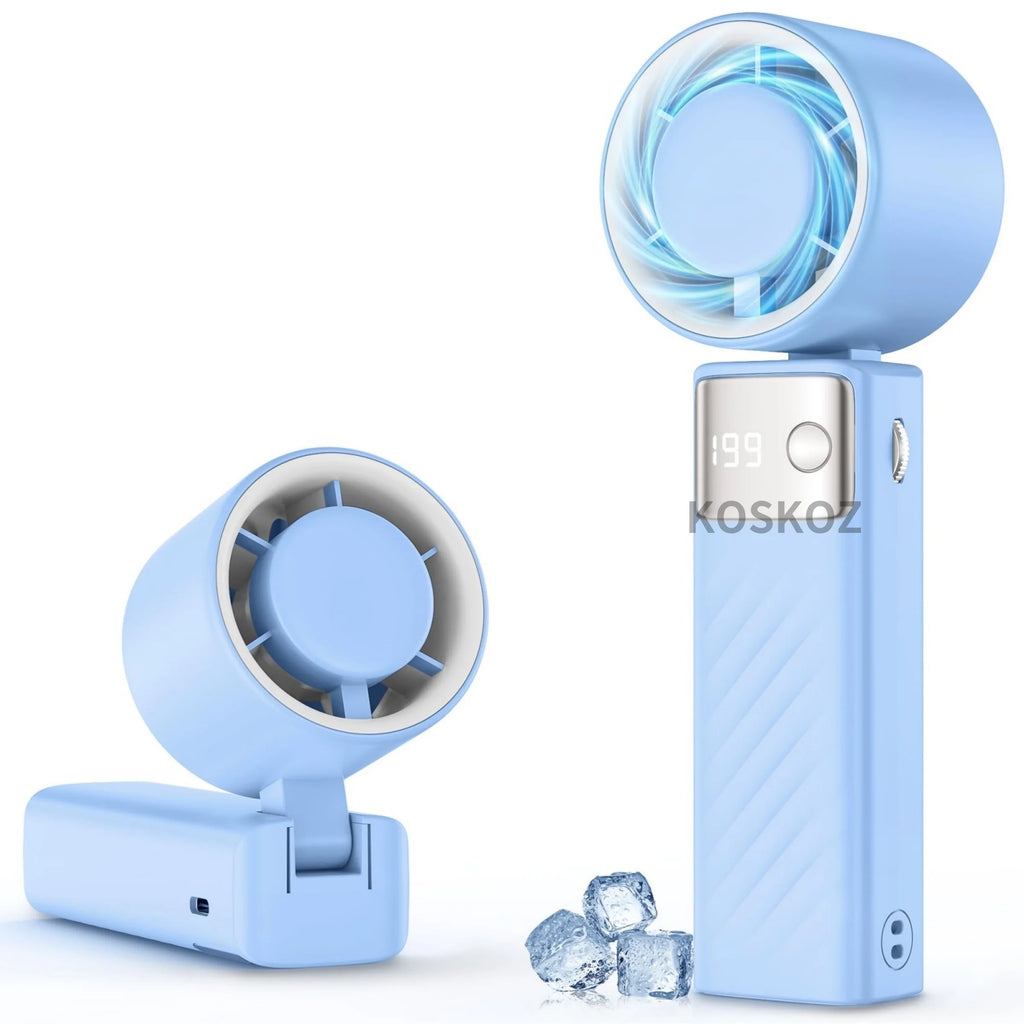 Portable Handheld Turbo Fan - Foldable Mini Fan with Air Turbo Tech, 1-199 Speed Adjustment, Battery-Powered for Indoor/Outdoor