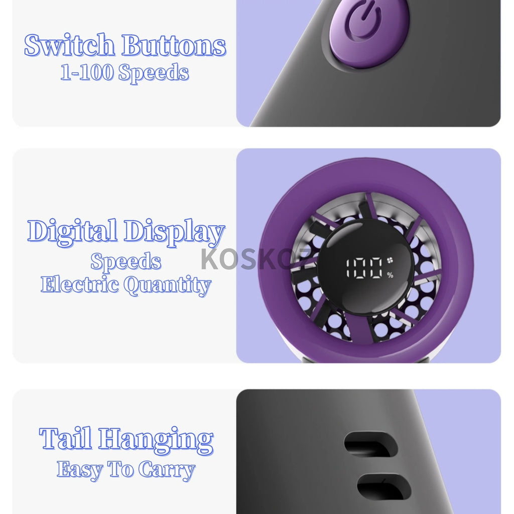 Handheld Portable Turbo Fan, 3600mAh USB Rechargeable Mini Small Pocket Fan with 5 Speeds for Travel/Outdoor/Vacation/Concerts