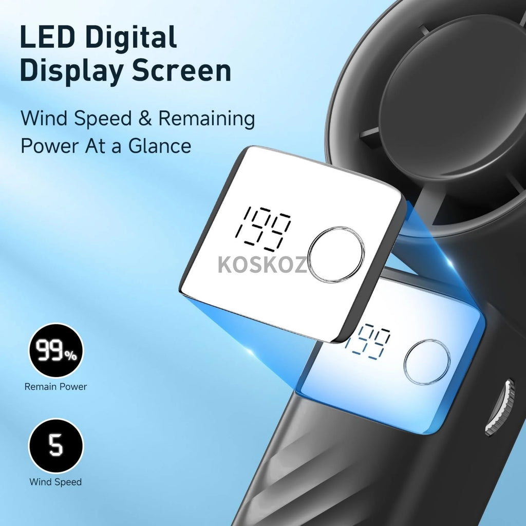 Portable Handheld Turbo Fan - Foldable Mini Fan with Air Turbo Tech, 1-199 Speed Adjustment, Battery-Powered for Indoor/Outdoor