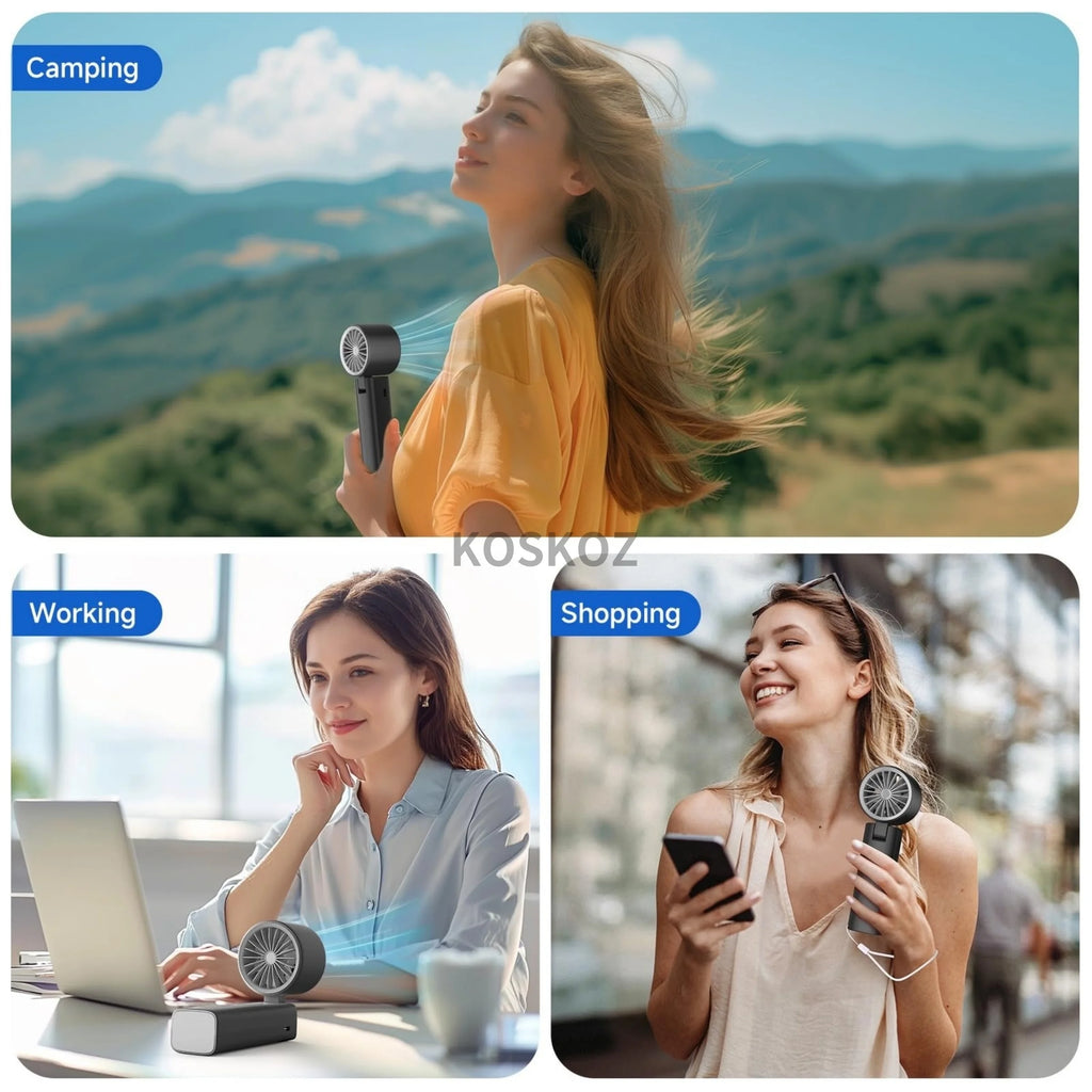 Portable Handheld Turbo Fan - Foldable Mini Fan with Air Turbo Tech, 1-199 Speed Adjustment, Battery-Powered for Indoor/Outdoor