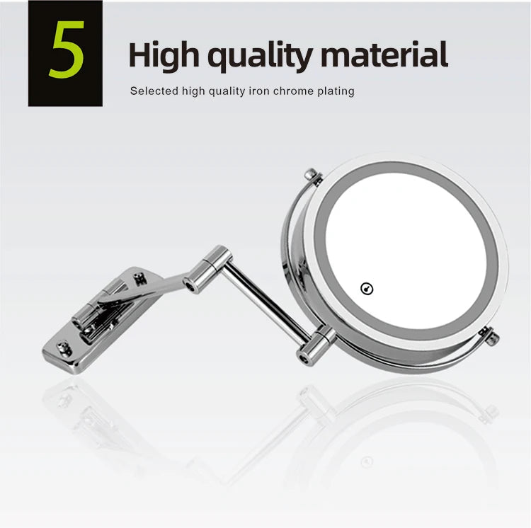 Wall Mounted Smart Bathroom Led Makeup Mirror 3X 5X 7X10X Magnification Adjustable Cosmetic Double Side Touch Dimming Mirrors