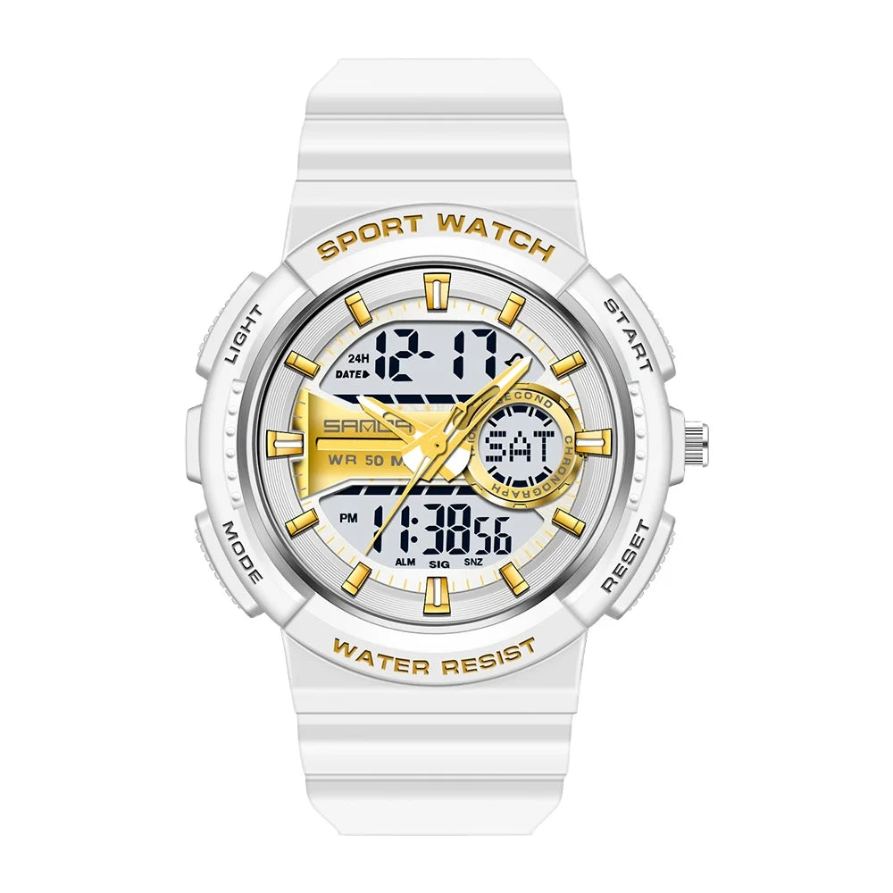 SANDA New Multifunctional Waterproof Electronic Sports Couple Watch Luminous Trend Watch Relogio Masculino