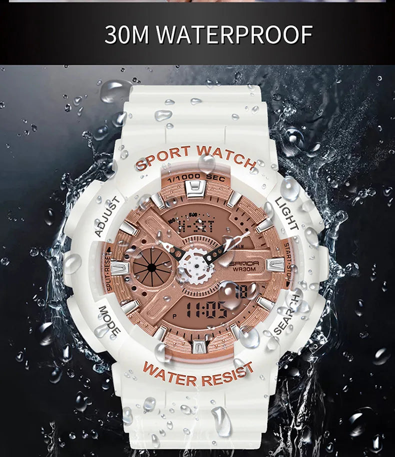 Three up to watch fashion waterproof outdoor recreational multi-functional electronic university in male ladies watch