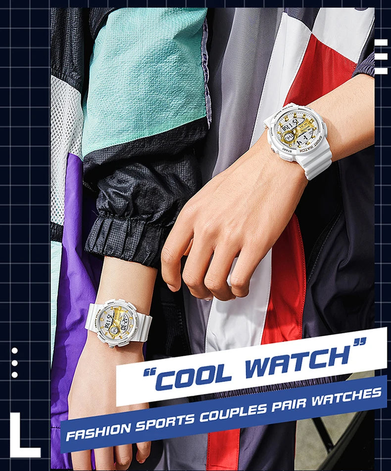 SANDA New Multifunctional Waterproof Electronic Sports Couple Watch Luminous Trend Watch Relogio Masculino