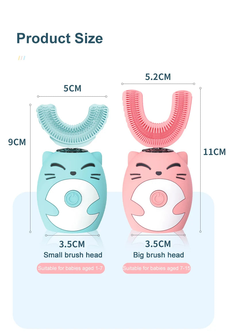 Sonic Electric Toothbrush Kids U-shaped Smart 360 Degrees Ultrasonic Tooth Brush Teeth Whitening For Children IPX7 Waterproof