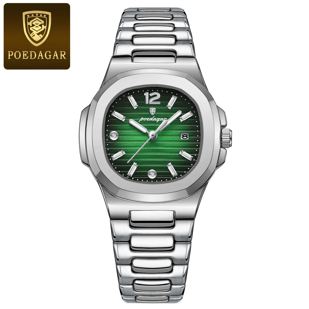 POEDAGAR 708 Brand Name Chinese Female Quartz Watch ECO Steel Strap Water Resist Date Display Ultra Thin Casual Wristwatch