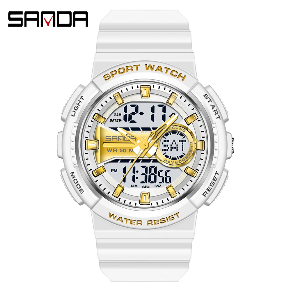 SANDA New Multifunctional Waterproof Electronic Sports Couple Watch Luminous Trend Watch Relogio Masculino