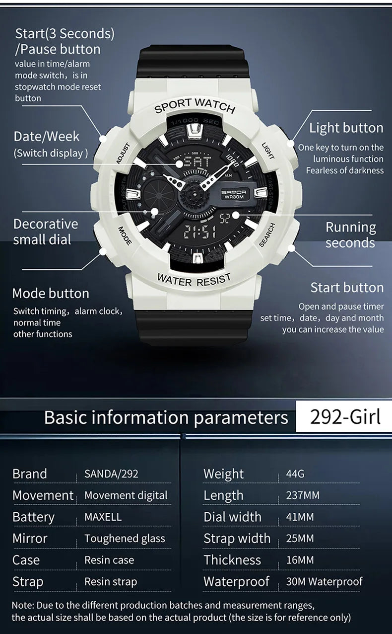 Three up to watch fashion waterproof outdoor recreational multi-functional electronic university in male ladies watch