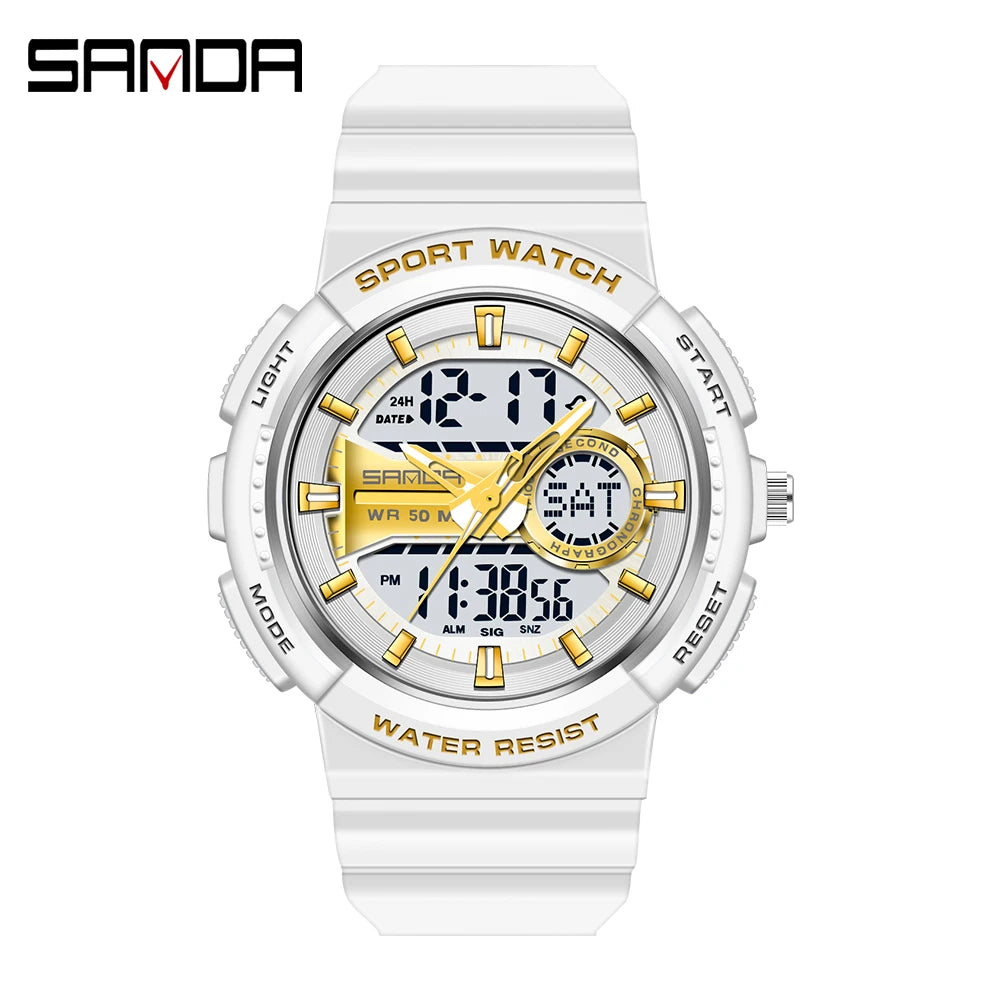 SANDA New Multifunctional Waterproof Electronic Sports Couple Watch Luminous Trend Watch Relogio Masculino