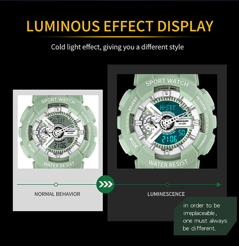 Three up to watch fashion waterproof outdoor recreational multi-functional electronic university in male ladies watch