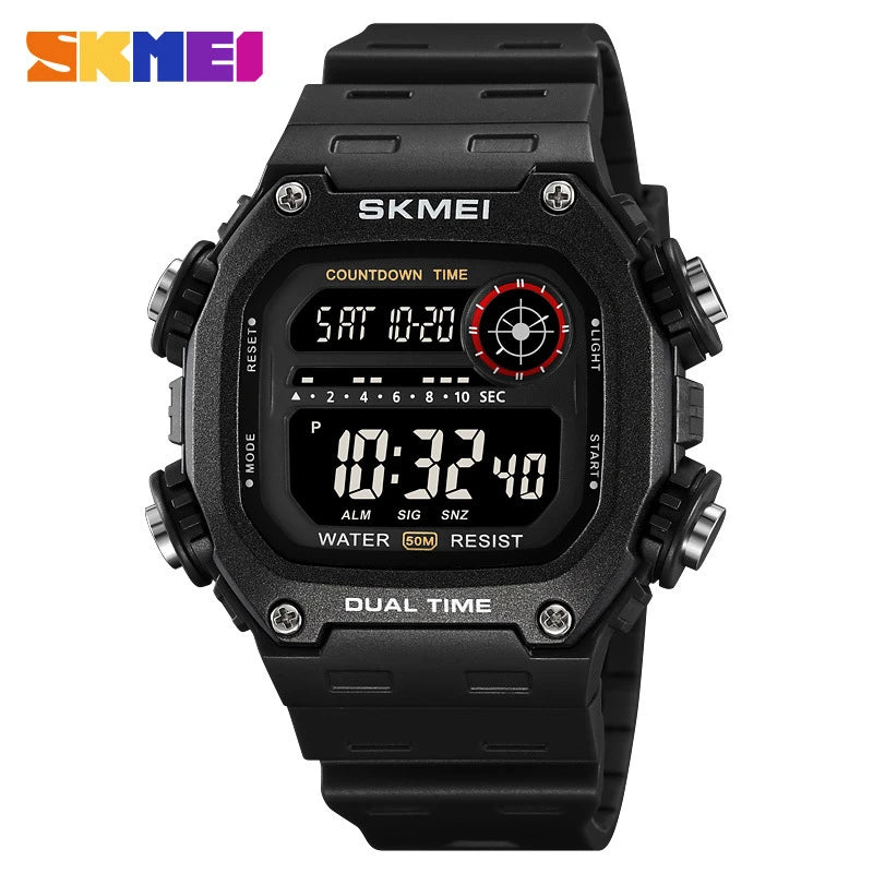 SKMEI 2126 Mens Fashion 5Bar Waterproof Stopwatch Wristwatch Alarm Montre Homme Back Light Digital Countdown Sport Watches