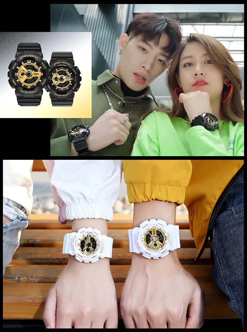 Three up to watch fashion waterproof outdoor recreational multi-functional electronic university in male ladies watch