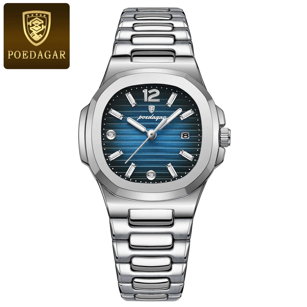 POEDAGAR 708 Brand Name Chinese Female Quartz Watch ECO Steel Strap Water Resist Date Display Ultra Thin Casual Wristwatch