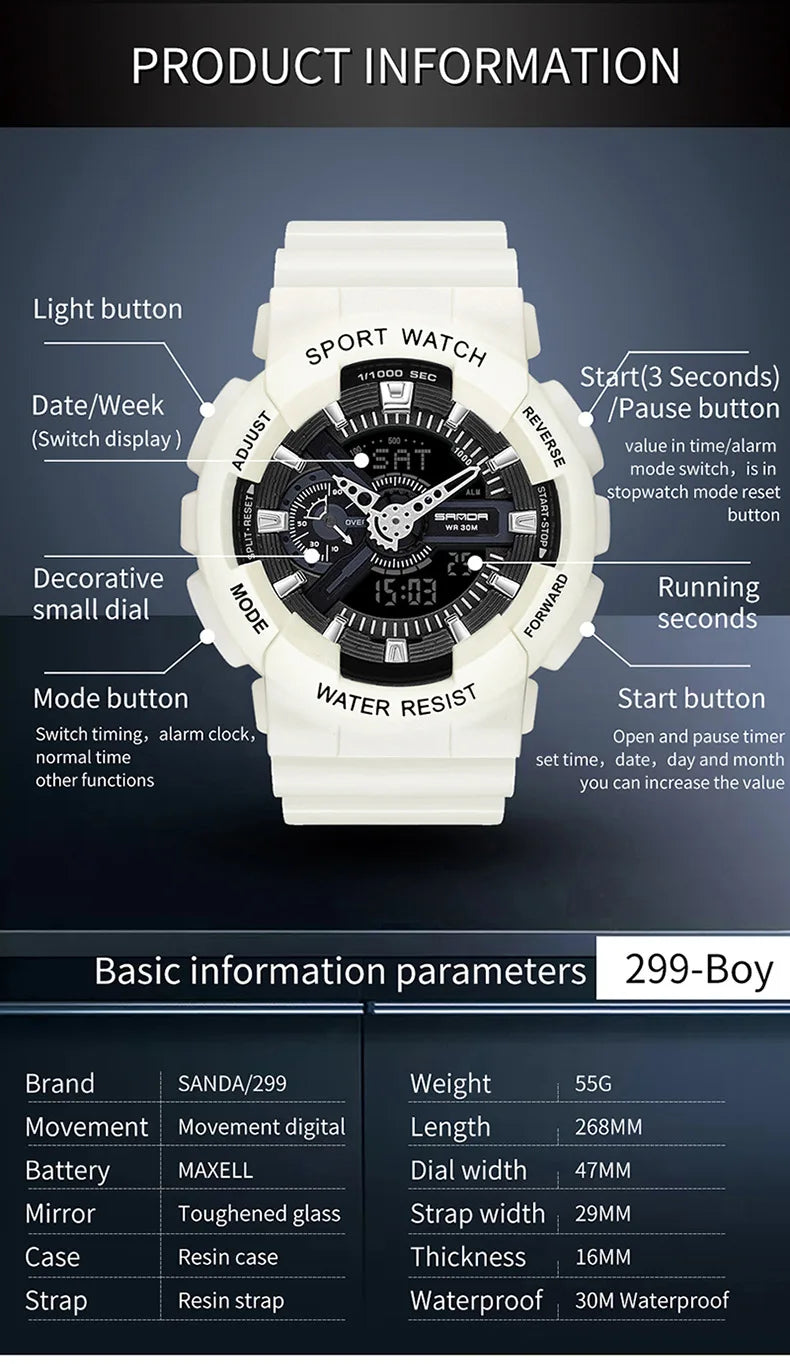 Three up to watch fashion waterproof outdoor recreational multi-functional electronic university in male ladies watch